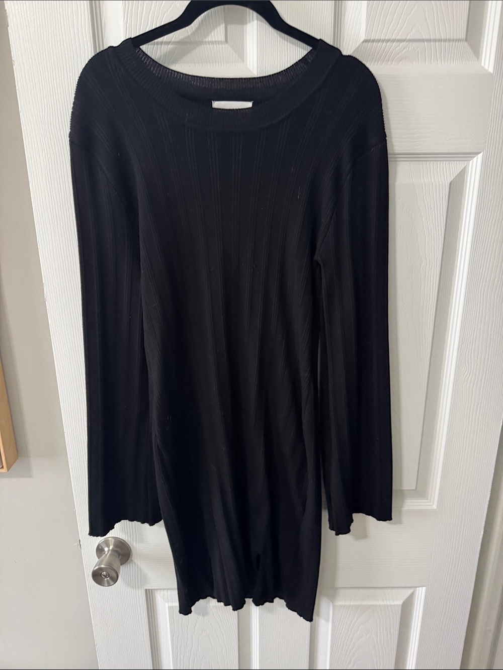 Olive + oak Black Ribbed Long bodycon dress